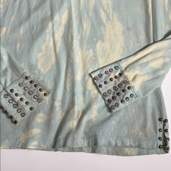 Pretty in Punk 90s grunge Bleach Studded Collared V Neck long sleeve T-shirt - Picture 4 of 9